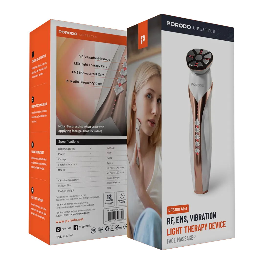 Porodo Lifestyle RF & EMS Vibration Light Therapy Device - White - image 4