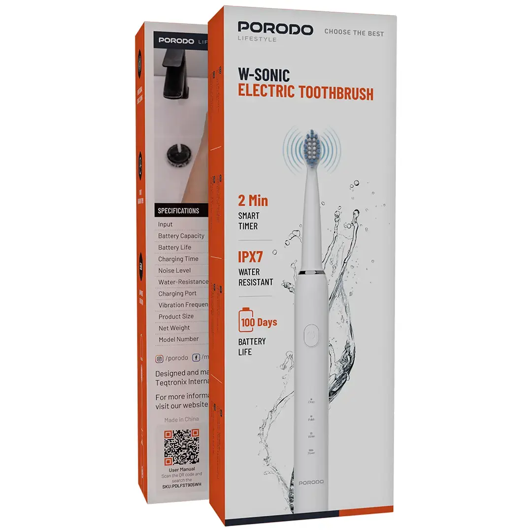 Porodo W-Sonic Electric Toothbrush side view
