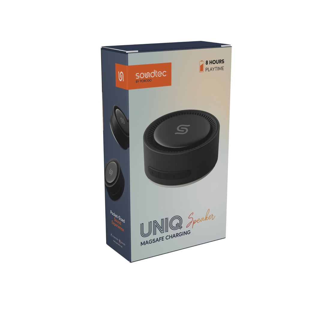 Porodo Soundtec Uniq Bluetooth Speaker with Wireless Charging – Compact, Stylish & Powerful