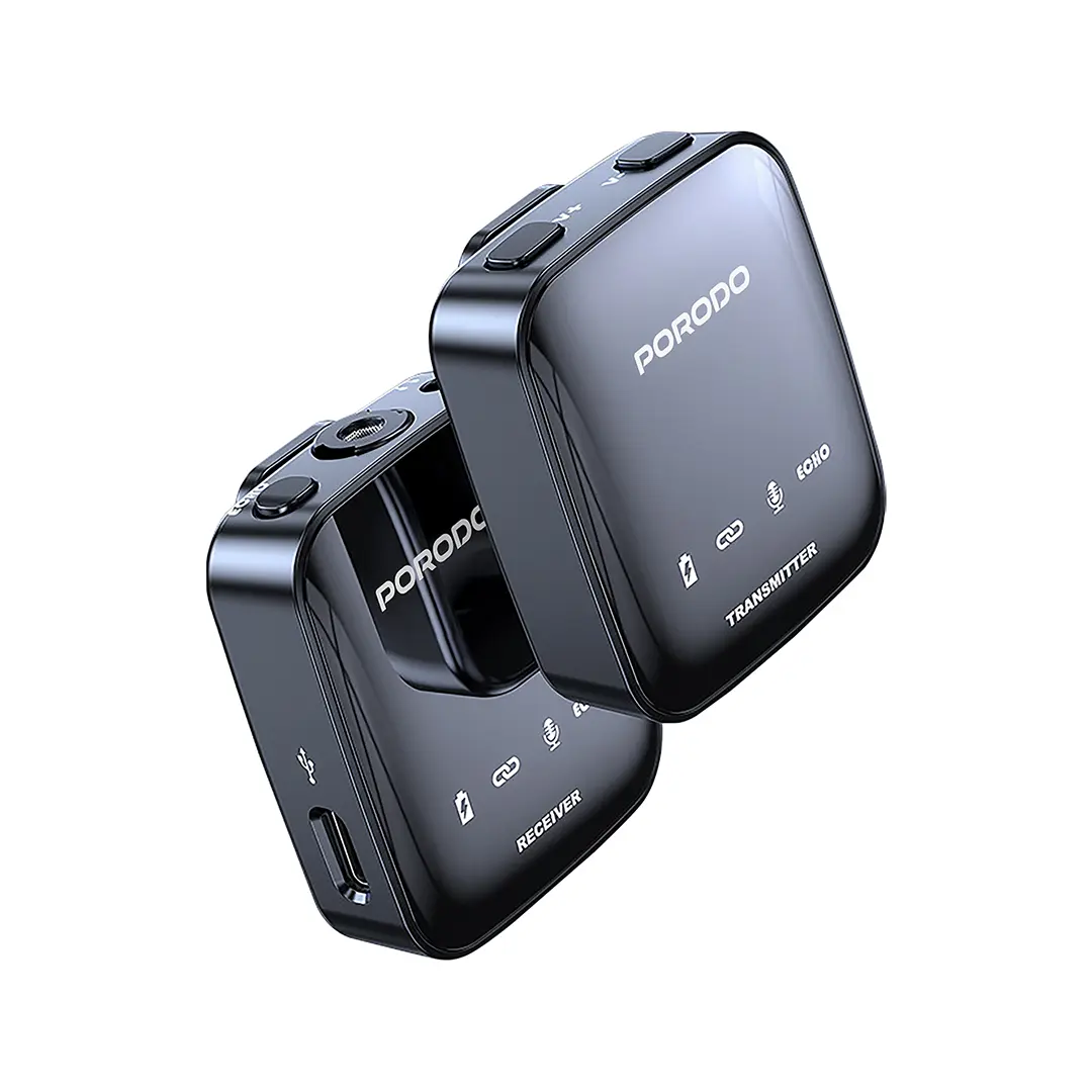 Porodo Two-Device Connect Handheld Lavalier Microphone - Black - image 3
