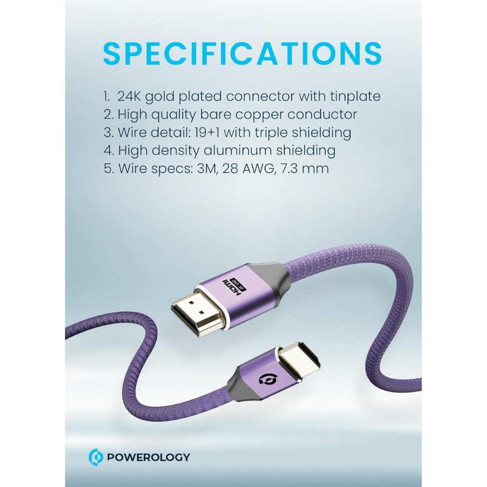Powerology 8K HDMI Braided Cable 3m