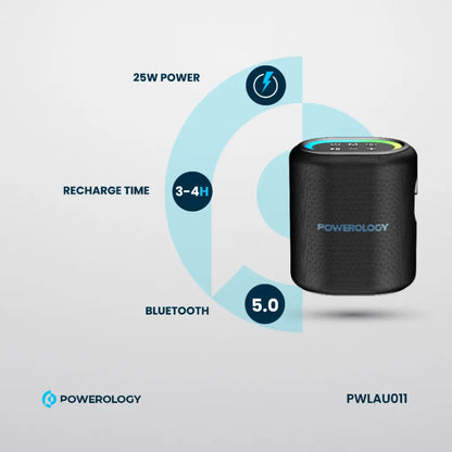 Powerology Portable Loud Speaker 25W – Powerful Wireless Sound with Deep Bass (Black)