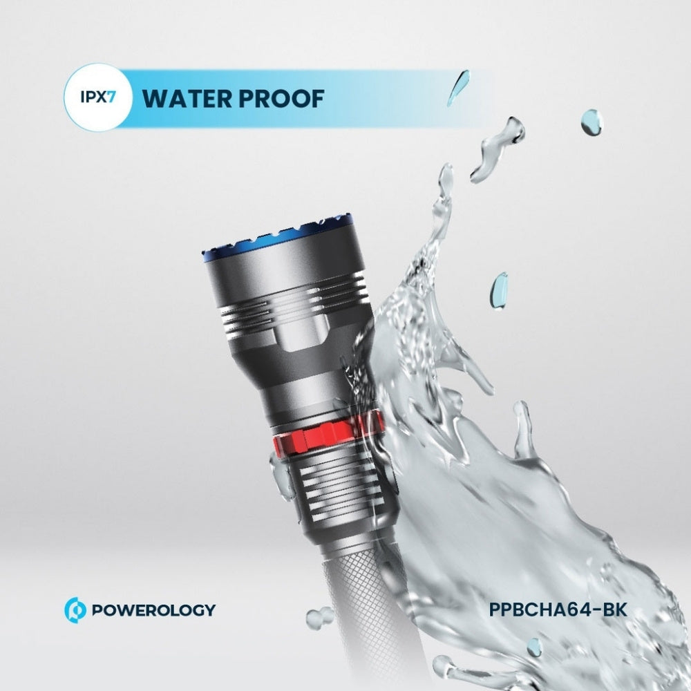 Powerology Rechargeable LED Flashlight with Power Bank Function