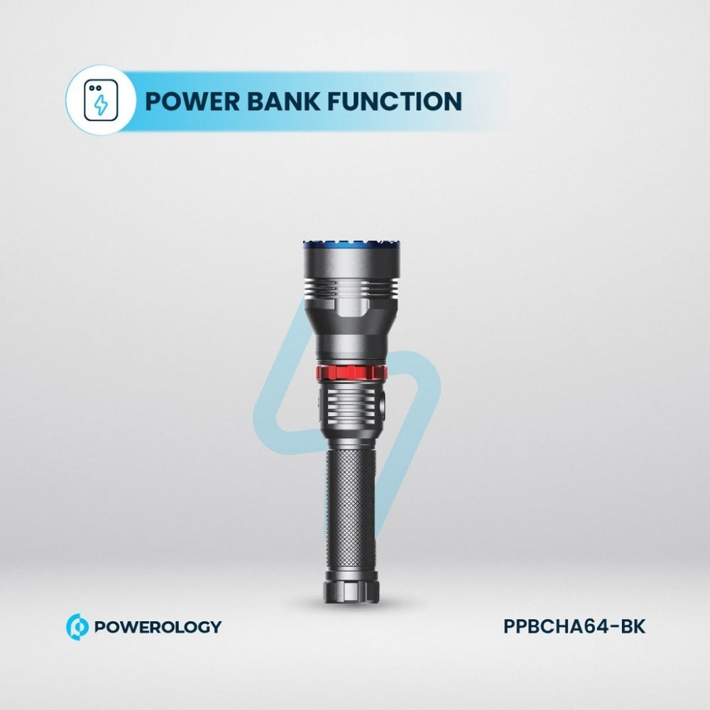 Powerology Rechargeable LED Flashlight with Power Bank Function