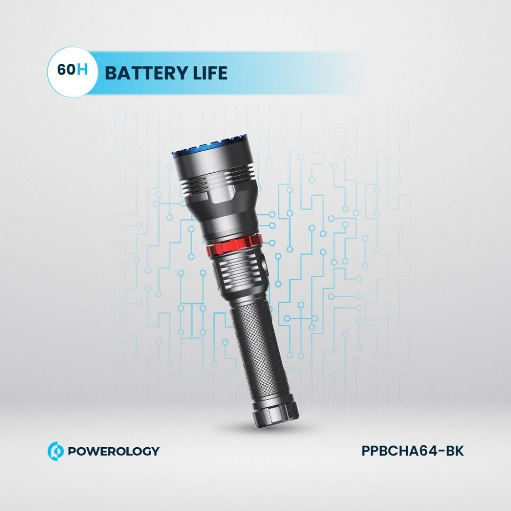 Powerology Rechargeable LED Flashlight with Power Bank Function