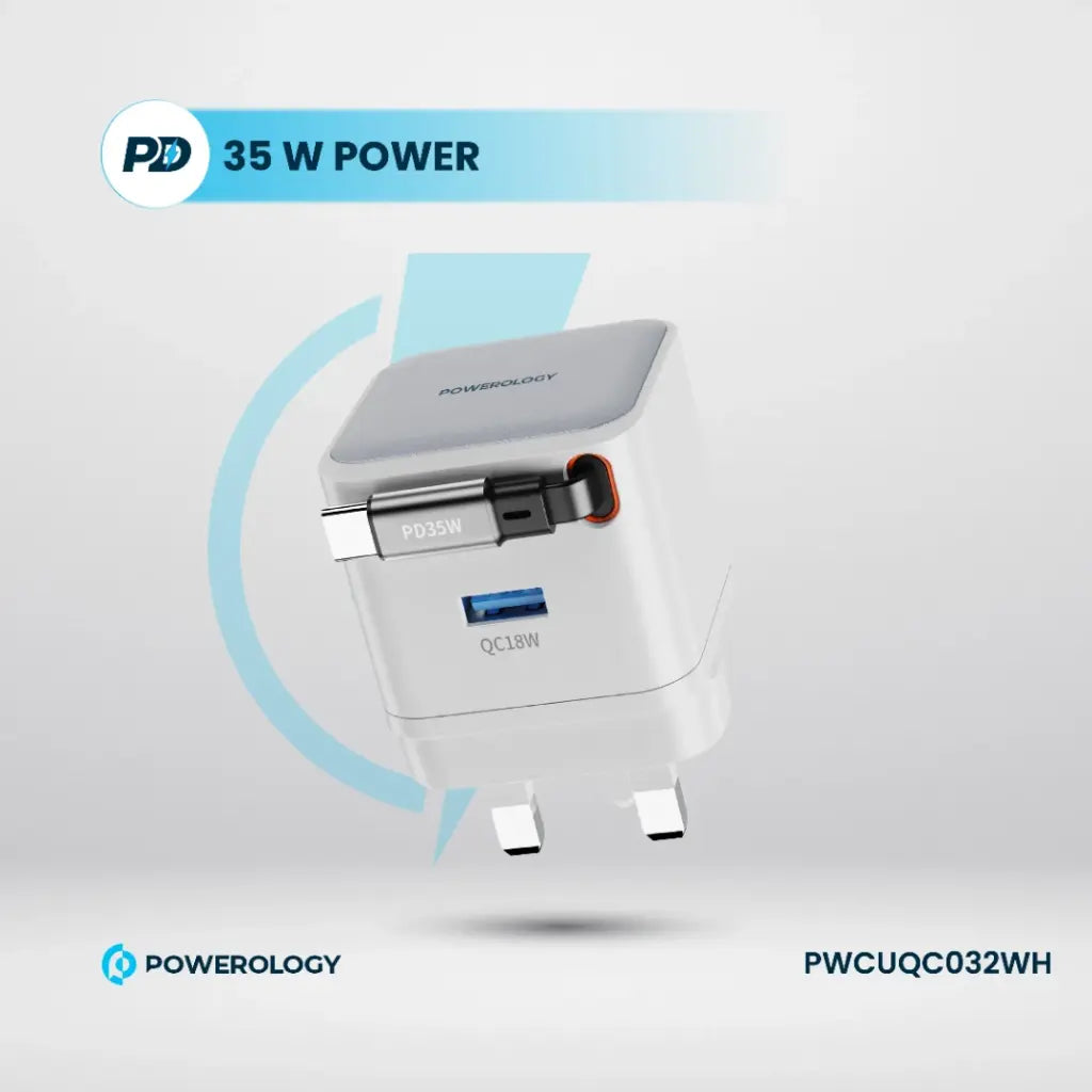 Powerology Single Output with Retractable GaN Charger
