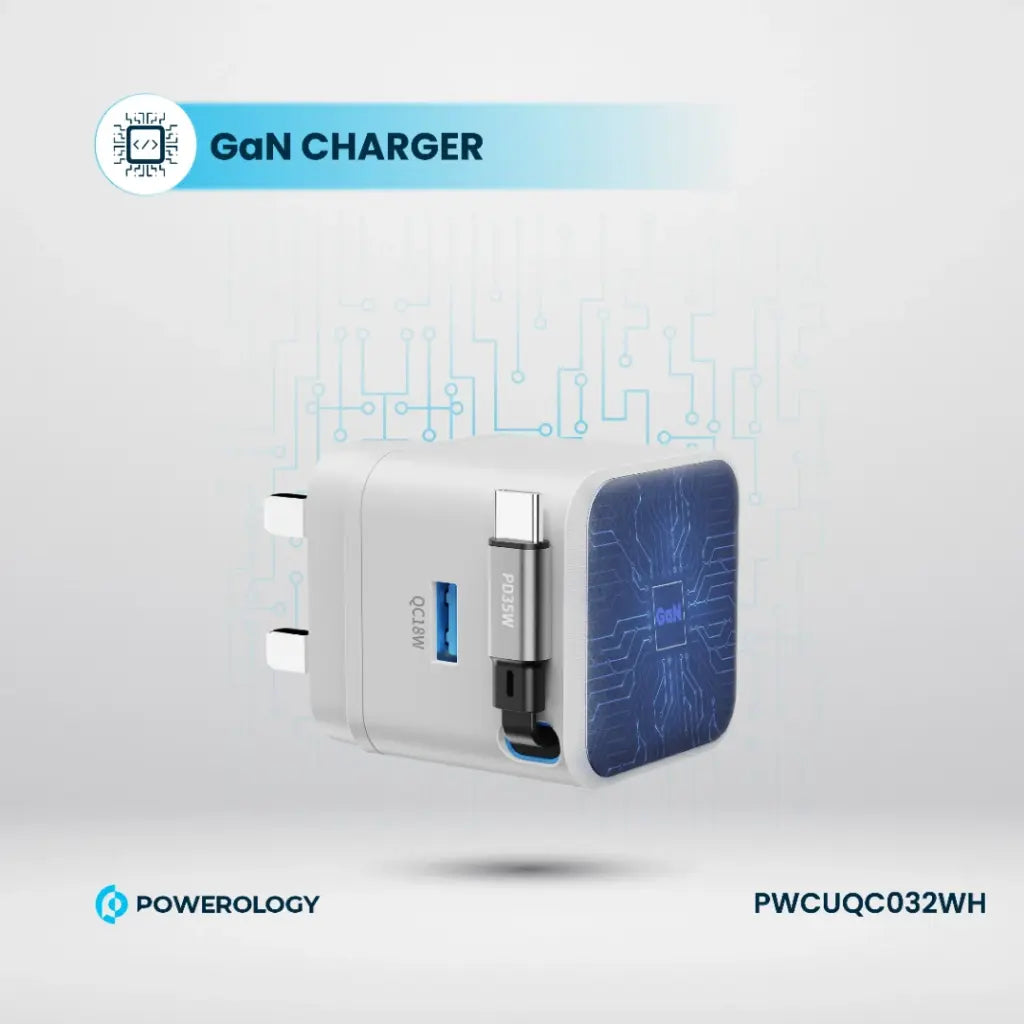 Powerology Single Output with Retractable GaN Charger