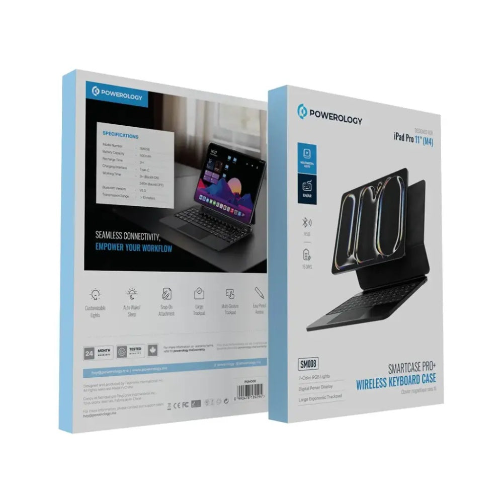 Powerology Magic Keyboard – iPad Pro 11/13 M4 Wireless Keyboard Case