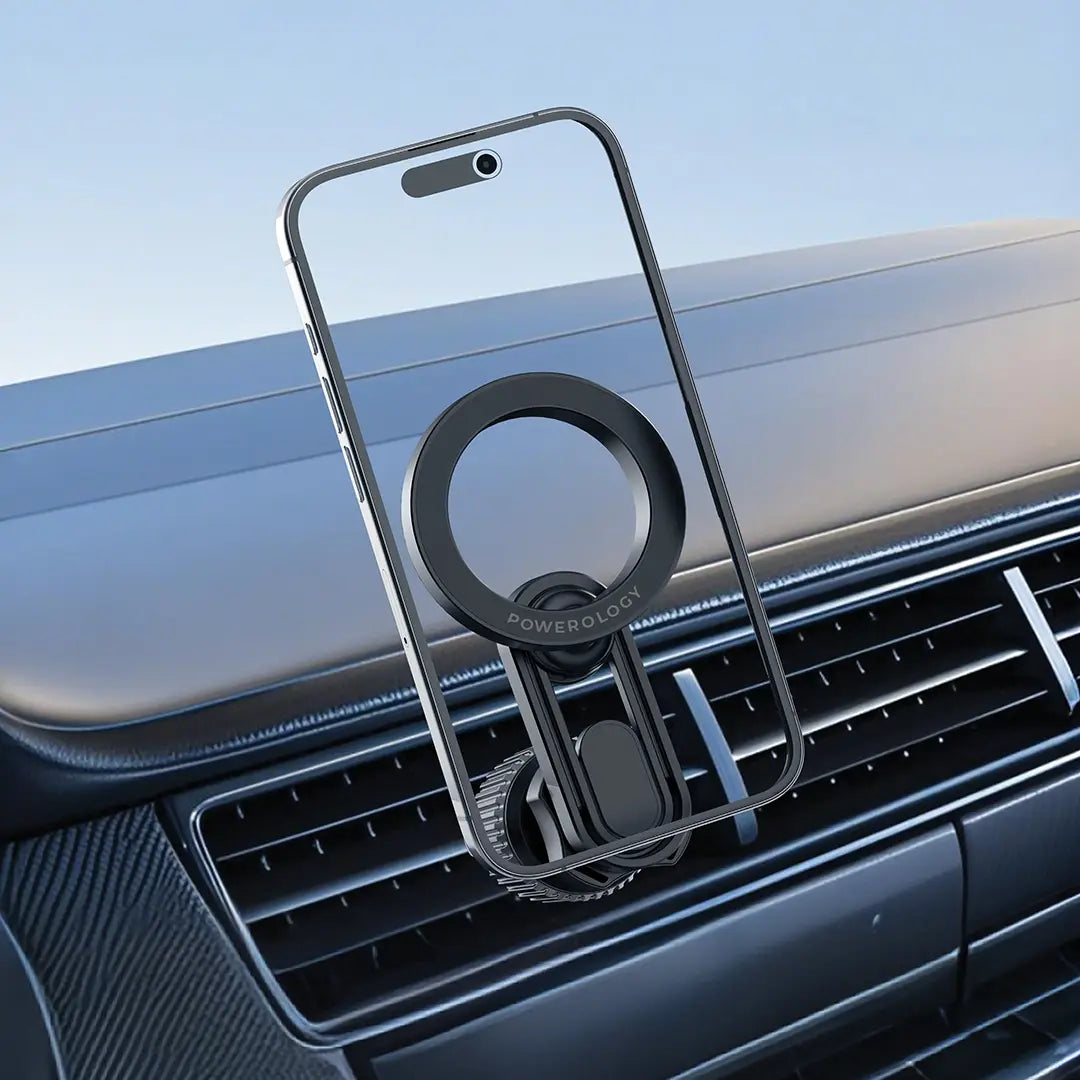 Powerology SnapMount MagSafe Car Holder – Strong Magnetic Phone Mount (Black)