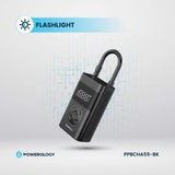 Powerology Ultra Portable Air Compressor Power Bank – Tire Inflator & Power Bank (Black)