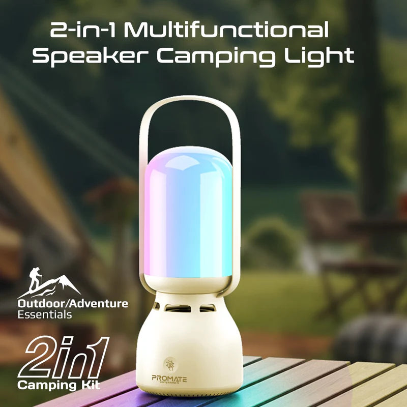 Promate CampMate-5 Portable Multifunctional Bluetooth Speaker Camping Light