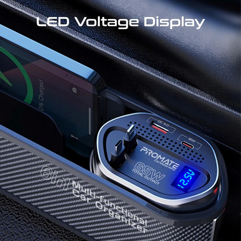 Promate CarMate-RPD 65W Multi-Functional Car Organizer
