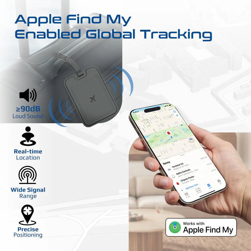 Promate HushTag Anti-Loss Slim Leather Luggage Tag with Smart Tracking