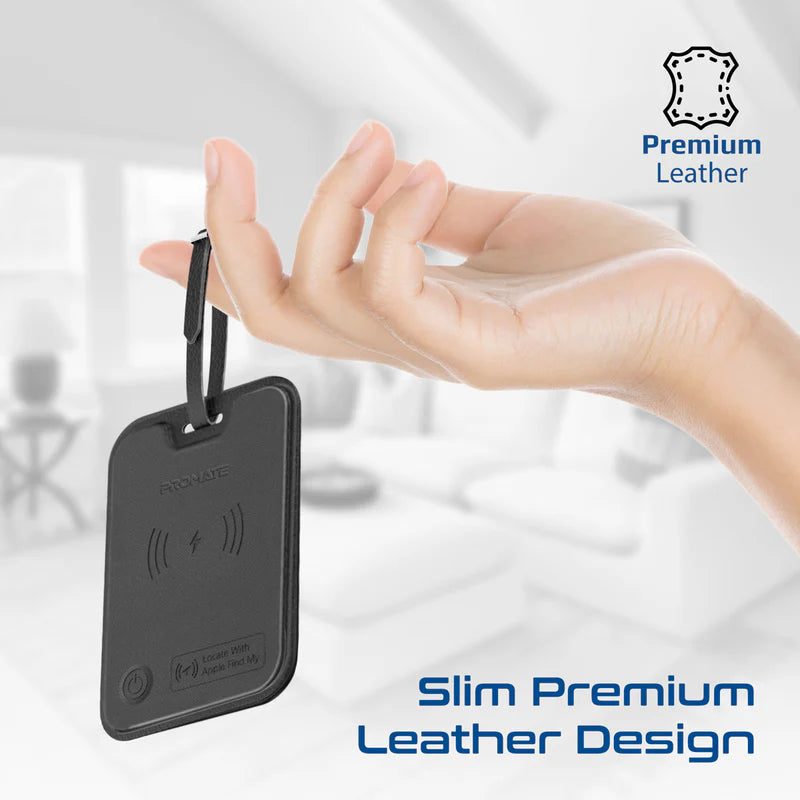 Promate HushTag Anti-Loss Slim Leather Luggage Tag with Smart Tracking
