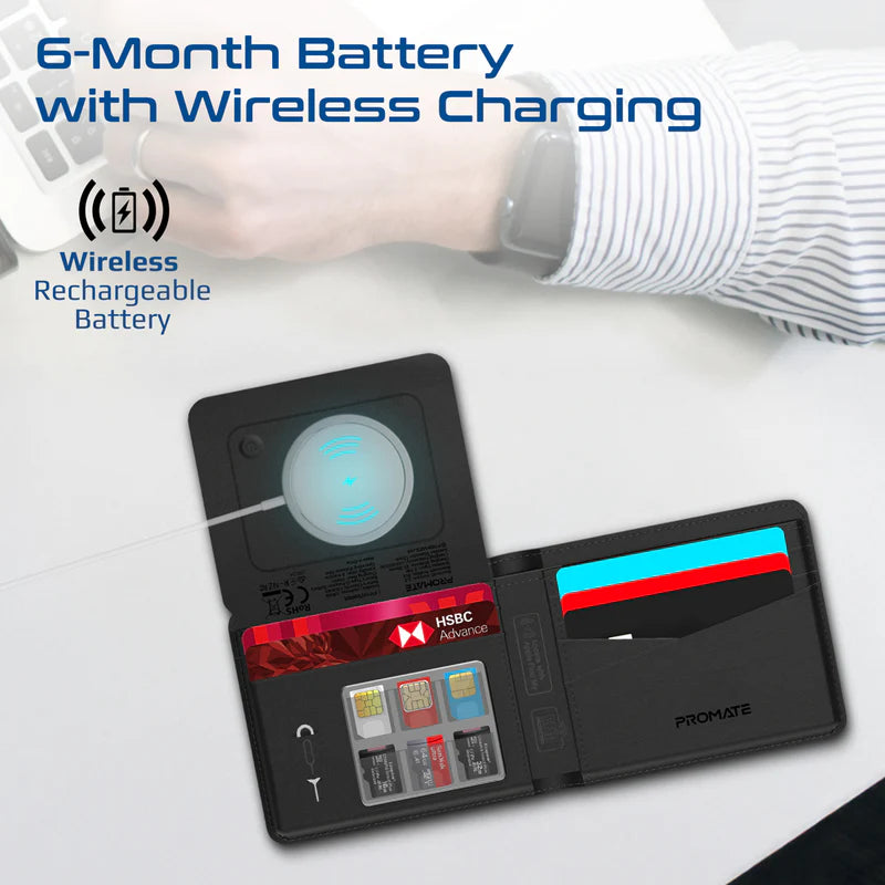 Promate ProWallet Anti-Loss Slim Leather Wallet