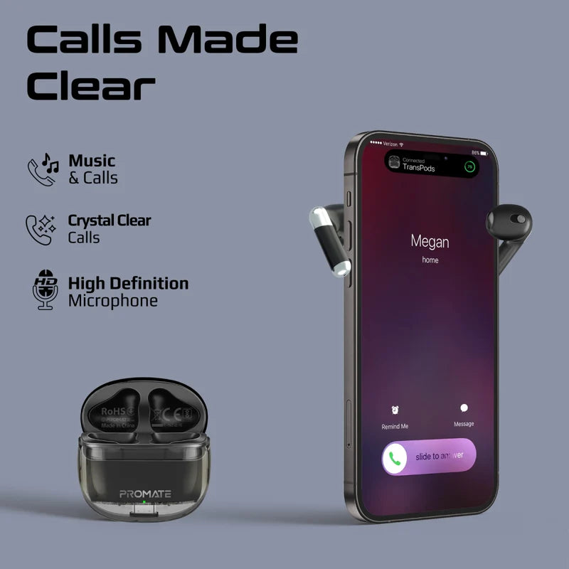 Promate TransPods Transparent TWS Earbuds