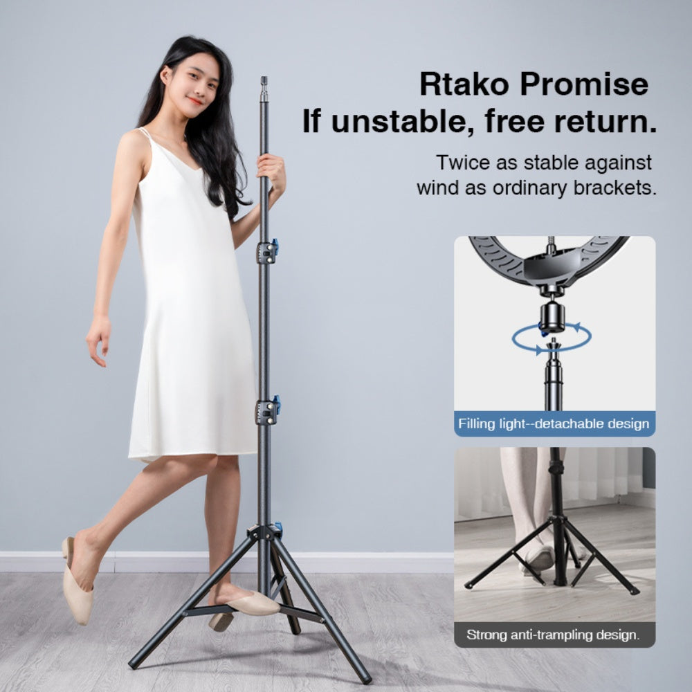 Rtako 1.7m Matte Carbon Steel Tripod – Heavy-Duty Adjustable Photography Stand (Model RLD-001)