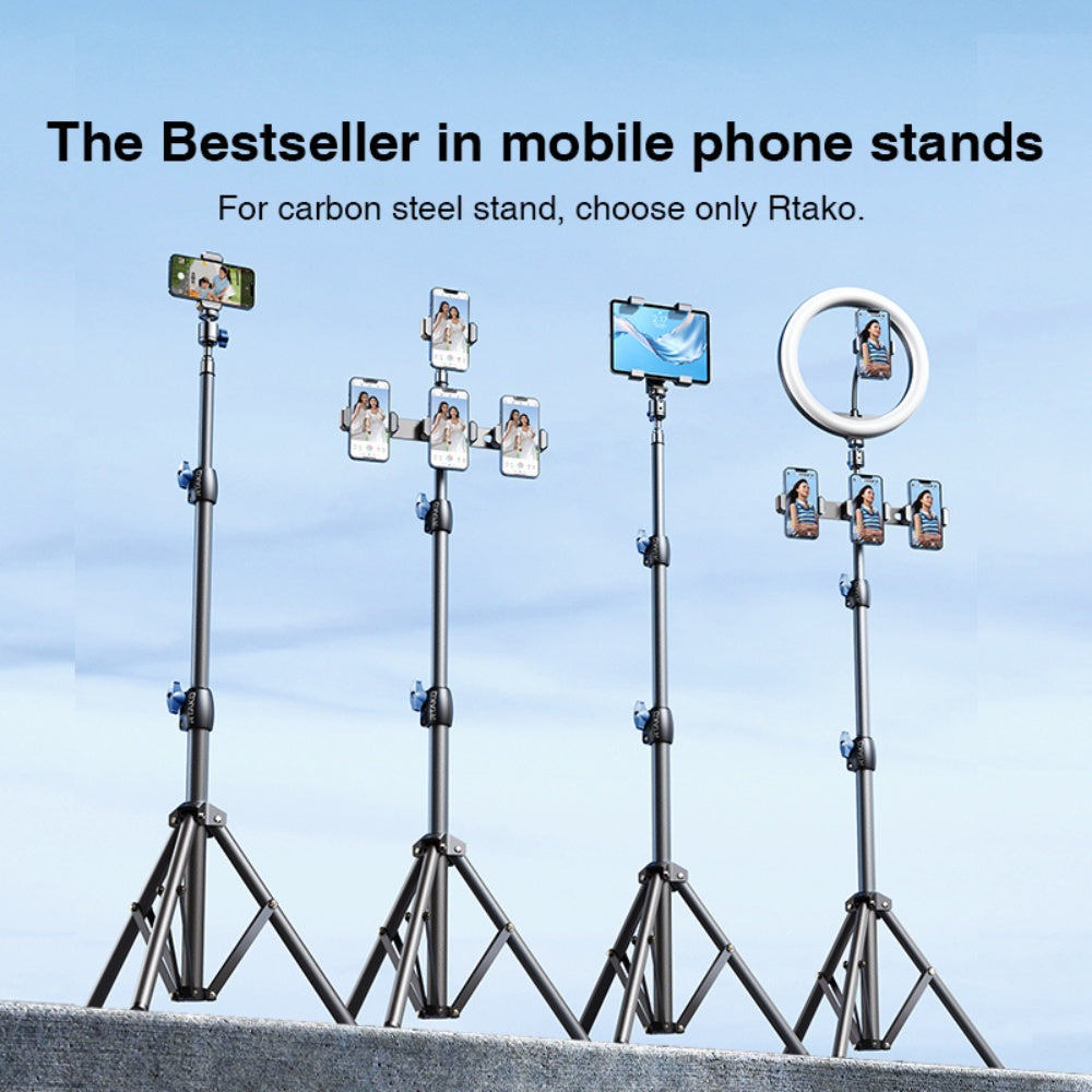 Rtako 1.7m Matte Carbon Steel Tripod – Heavy-Duty Adjustable Photography Stand (Model RLD-001)