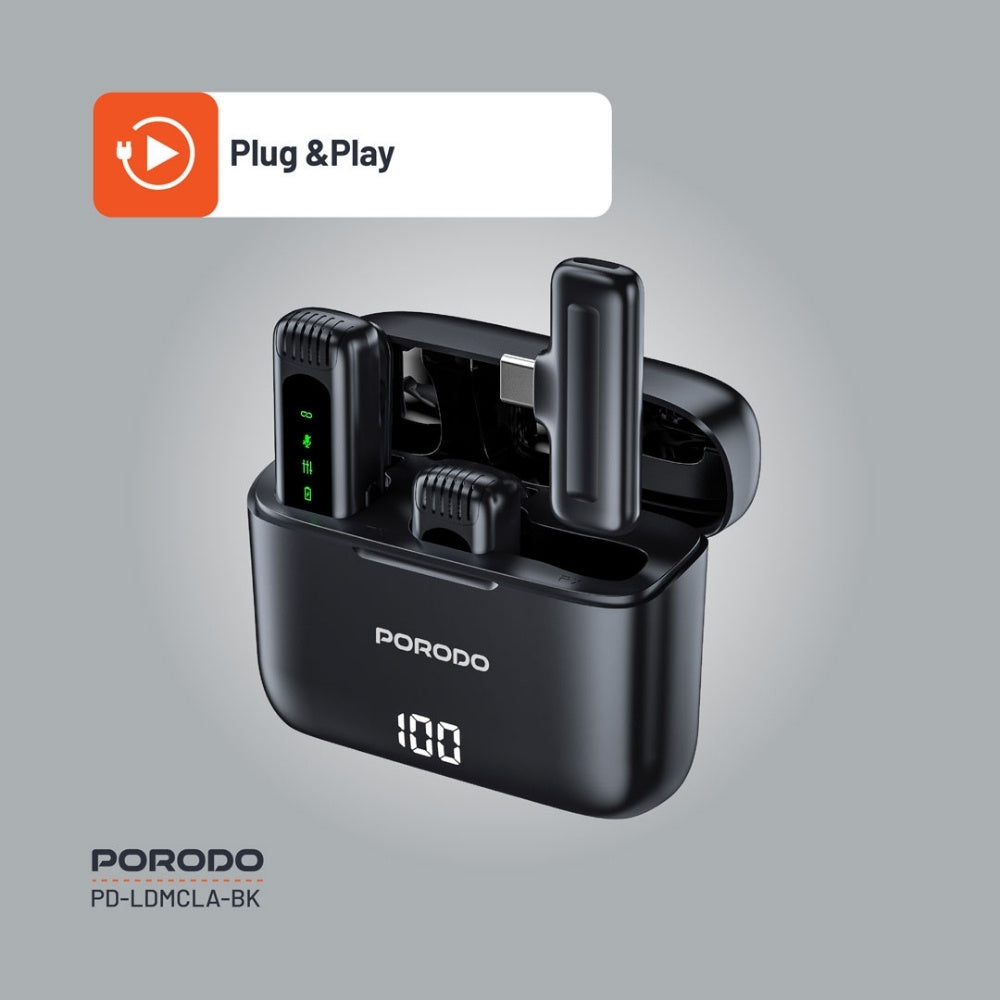 Porodo Lavalier Microphone (USB-C with Lightning Adapter)