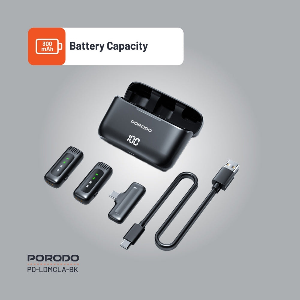 Porodo Lavalier Microphone (USB-C with Lightning Adapter)