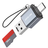Green Lion 2-in-1 Micro SD Card Reader – 480Mbps Aluminum Alloy, Plug & Play (Gray)