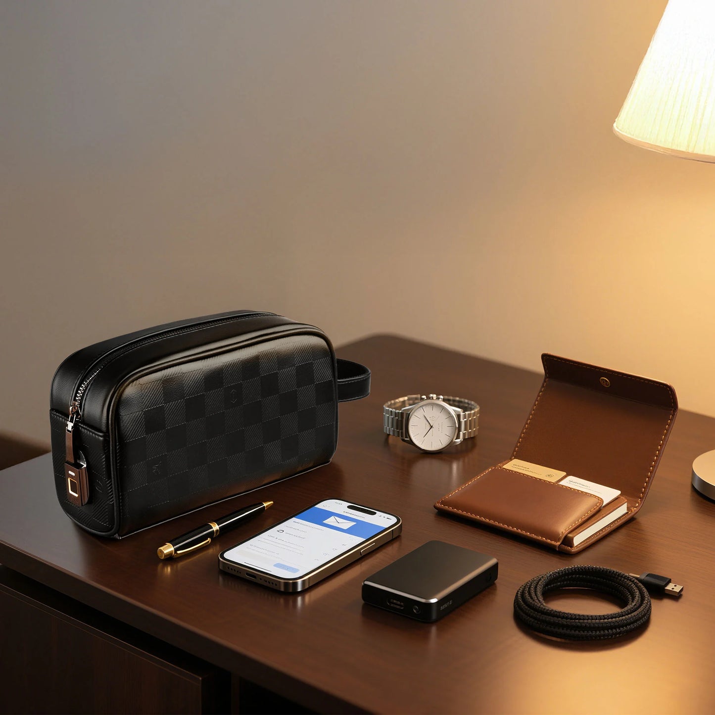 WIWU Phantom Fingerprint Lock Pouch – Secure Travel Organizer (Black)