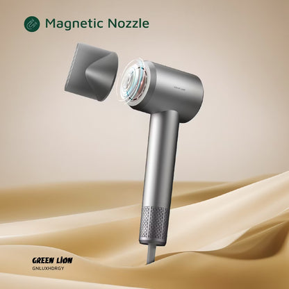 Green Lion LUXAIR Hair Dryer 1600W – Digital Display, Magnetic Nozzle & Thermostat Control (Gray)
