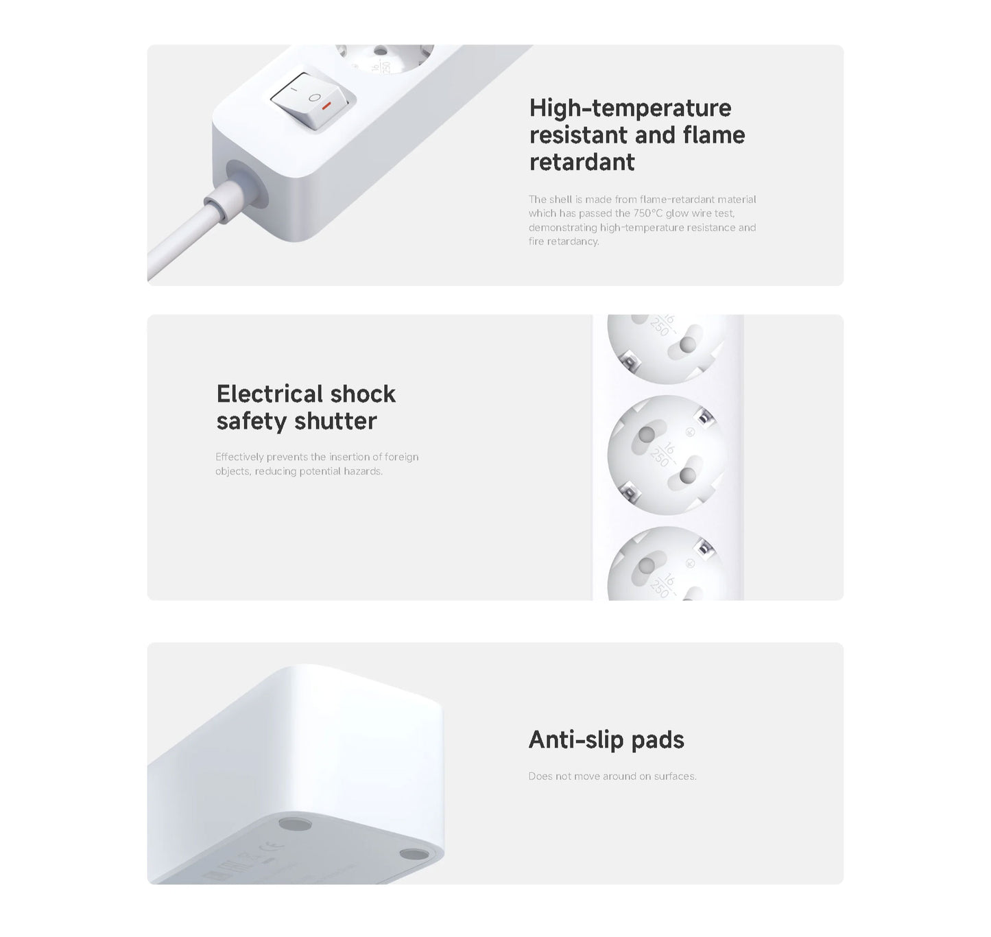White electrical outlet with safety features highlighted on a white background