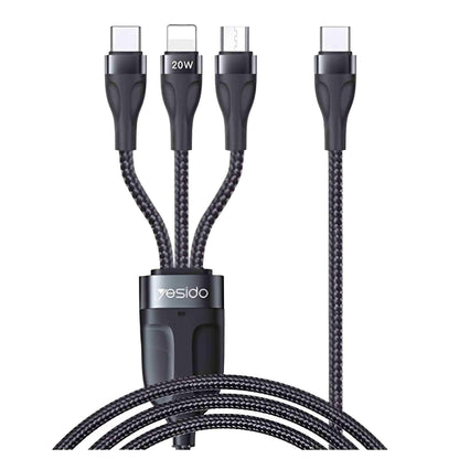 Yesido CA89 3in1 Type-C to Type-C + Lightning 20W + Micro Charging Cable 1.2m - Saleshubstore