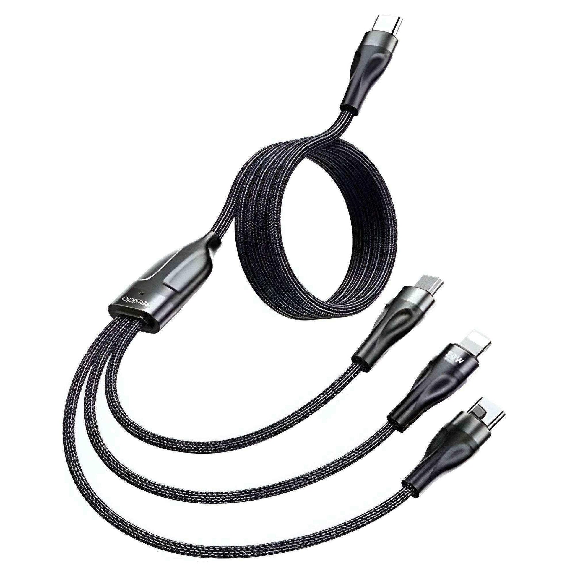 Yesido CA89 3in1 Type-C to Type-C + Lightning 20W + Micro Charging Cable 1.2m - Saleshubstore