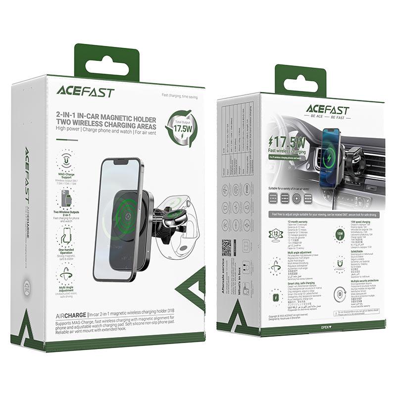 ACEFAST D18 2-in-1 Wireless Charging Car Mount - Saleshubstore