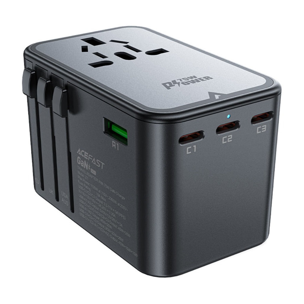 Acefast Z1 2300W Power Adapter with PD75W GaN – 3 USB-C & 2 USB-A Fast Charging Hub
