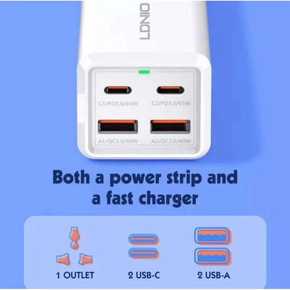 LDNIO SC1418 65W Fast Charging Desktop Power Strip with USB-C & USB-A Ports - Saleshubstore