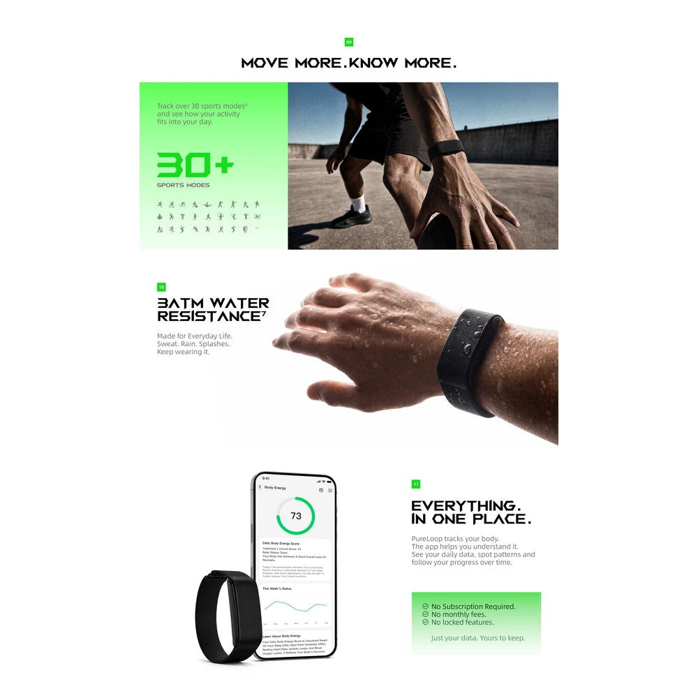 Black Shark PureLoop Screen-Free Fitness Band
