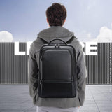 BOPAI Men's Genuine Leather Backpack – 15.6'' Laptop, Business Travel Rucksack with USB Charging, Anti-Theft, Large Capacity, Classic Black - Saleshubstore
