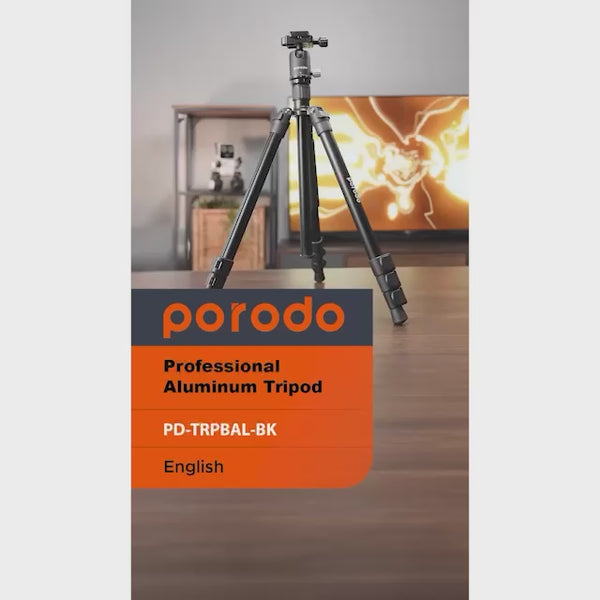 Porodo Aluminium Tripod with Ballhead - Black - detail image