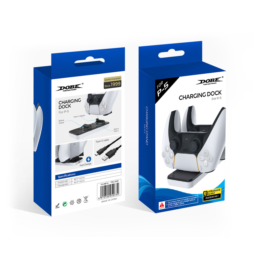 DOBE Dual Charging Dock Station for PlayStation 5 Controllers – Type-C Fast Charging Stand