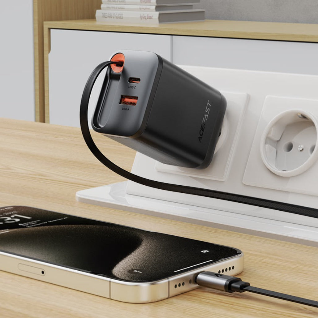 Acefast A111 PD67W Fast Wall Charger – USB-A & USB-C GaN Charger with USB-C Cable (EU Plug)
