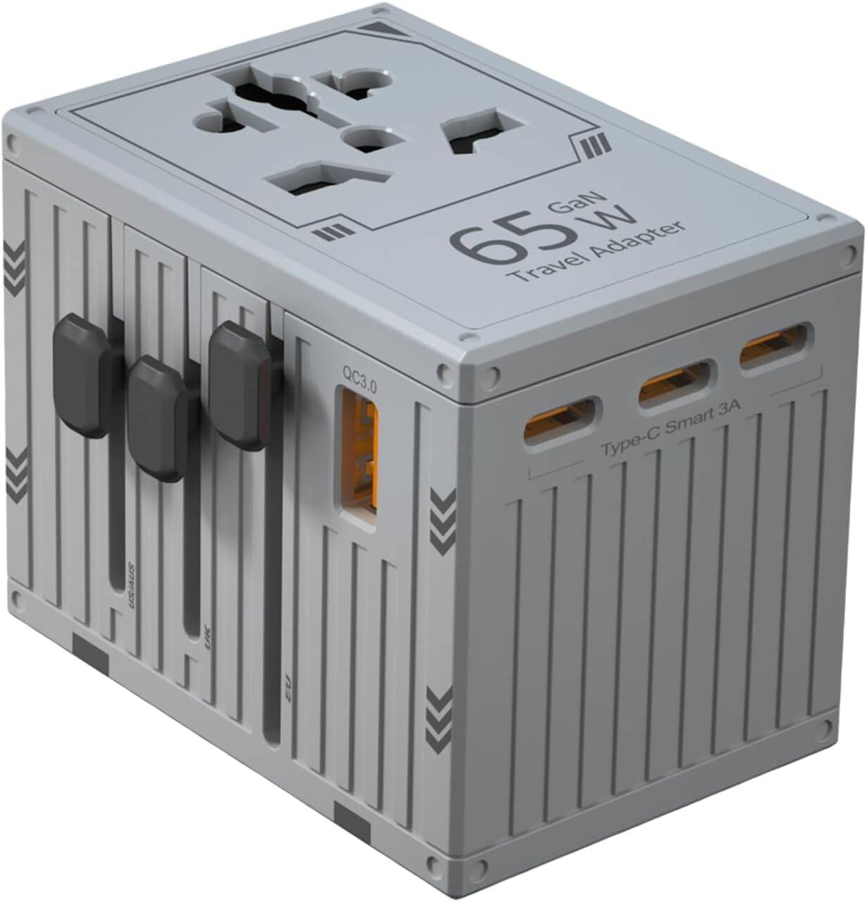 Porodo GaN 5-Port Travel Block Universal Charger Grey