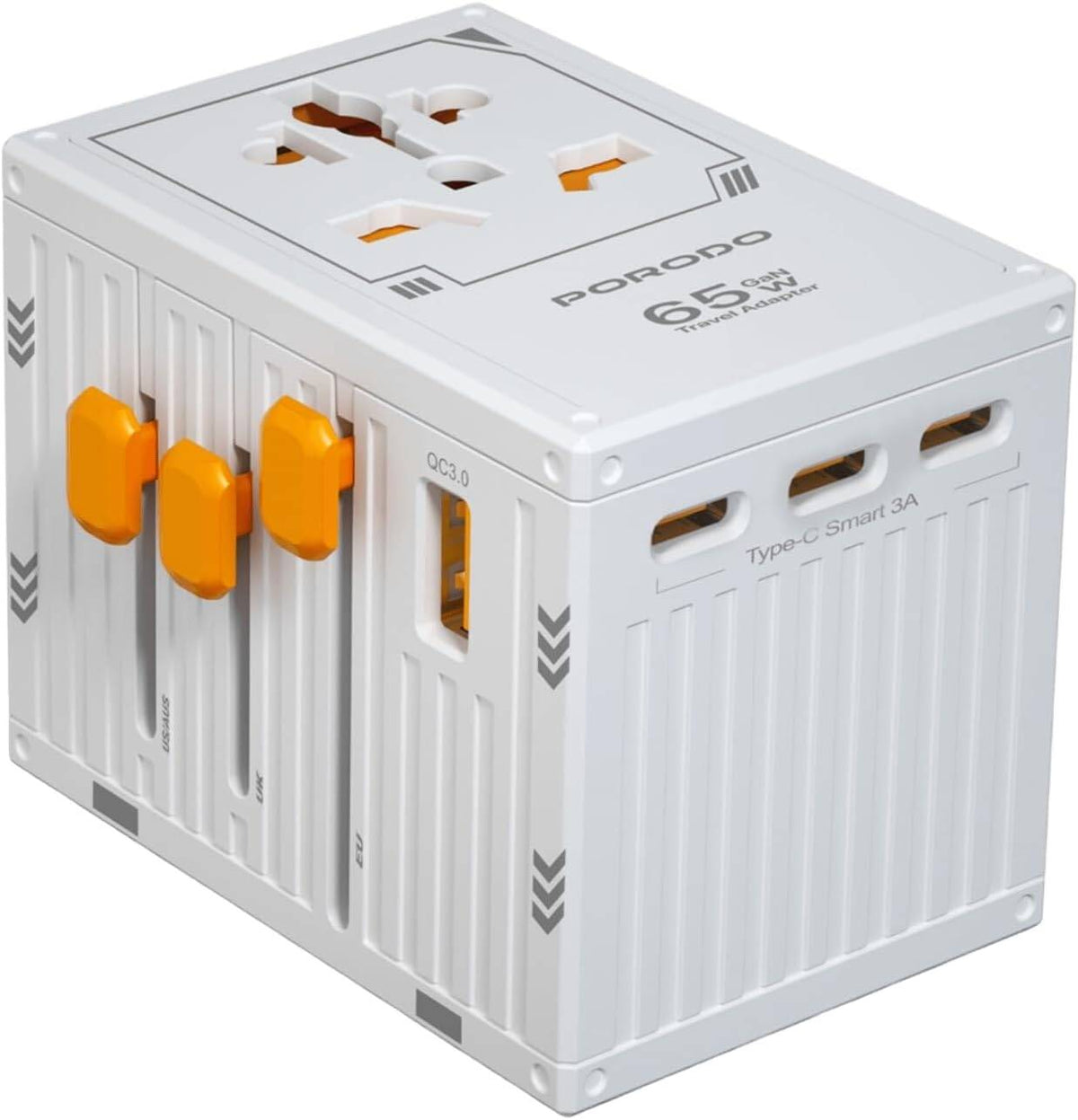Porodo GaN 5-Port Travel Block Universal Charger White