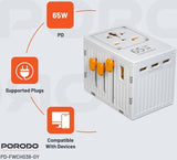 Porodo GaN 5-Port Travel Block Universal Charger White package view
