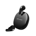 Two black HiFuture wireless earbuds with their matching charging case on a light gray background.