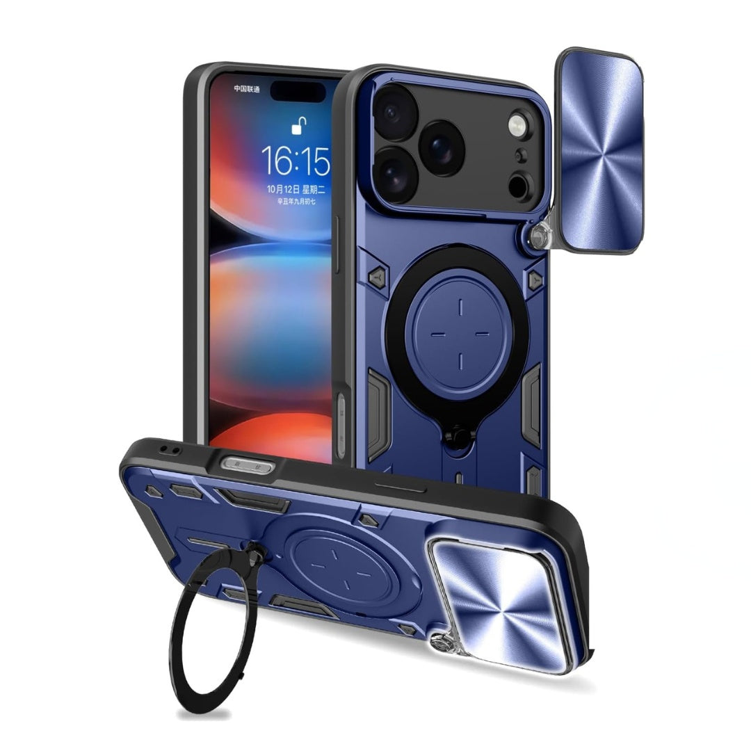 iPhone 17 - 17 Pro - 17 Pro Max Case Magnetic Circle Stand Sliding Cover