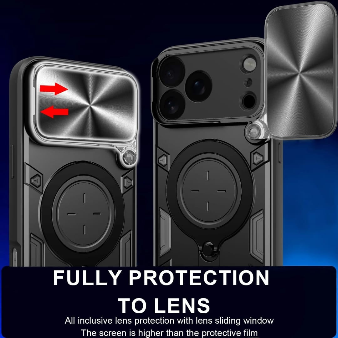 iPhone 17 - 17 Pro - 17 Pro Max Case Magnetic Circle Stand Sliding Cover