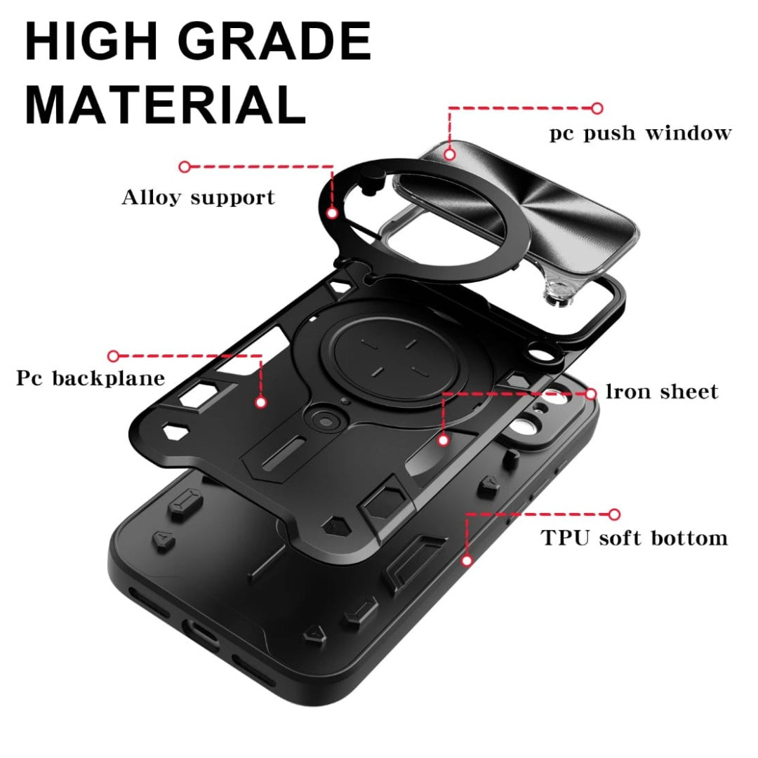 iPhone 17 - 17 Pro - 17 Pro Max Case Magnetic Circle Stand Sliding Cover
