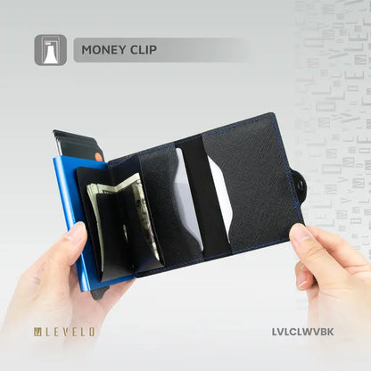 Levelo Cache Genuine Leather Wallet – Slim Premium Everyday Wallet (Black)