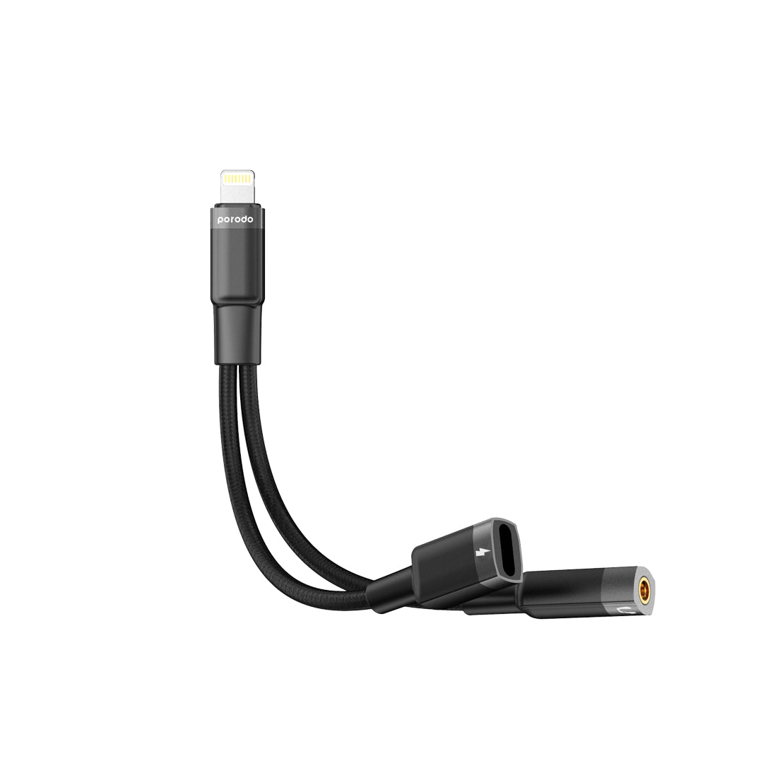 Porodo Lightning to Lightning 3.5mm Converter Adapter - Black - additional official image
