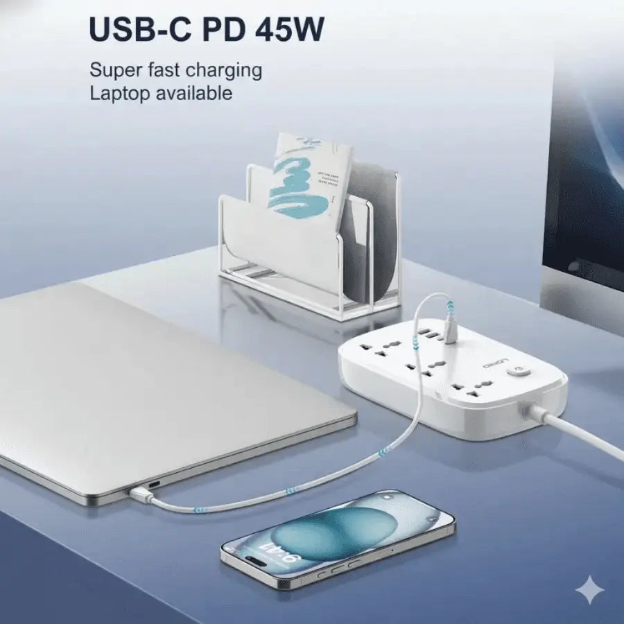 LDNIO SC6 45W Power Strip with 2m Cord