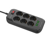 LDNIO SE6403 Power Strip with 6 AC Sockets & 4 USB Ports – 2500W, 17W High Power, 2m Cord - Saleshubstore