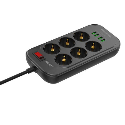 LDNIO SE6403 Power Strip with 6 AC Sockets & 4 USB Ports – 2500W, 17W High Power, 2m Cord - Saleshubstore